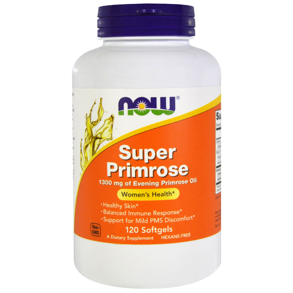 Now Foods, Super Primrose, Ulei de Primrose, 1300 mg, 120 capsule moi