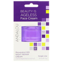 Andalou Naturals, Night Repair Cream, Resveratrol Q10, Single Use, .14 oz (4 g)