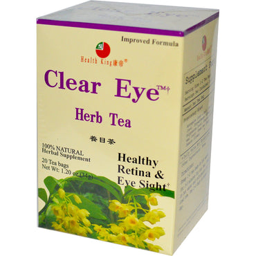 קינג בריאות, תה עשבי תיבול שקוף בעיניים, 20 שקיות תה, 1.20 אונקיות (34 גרם)