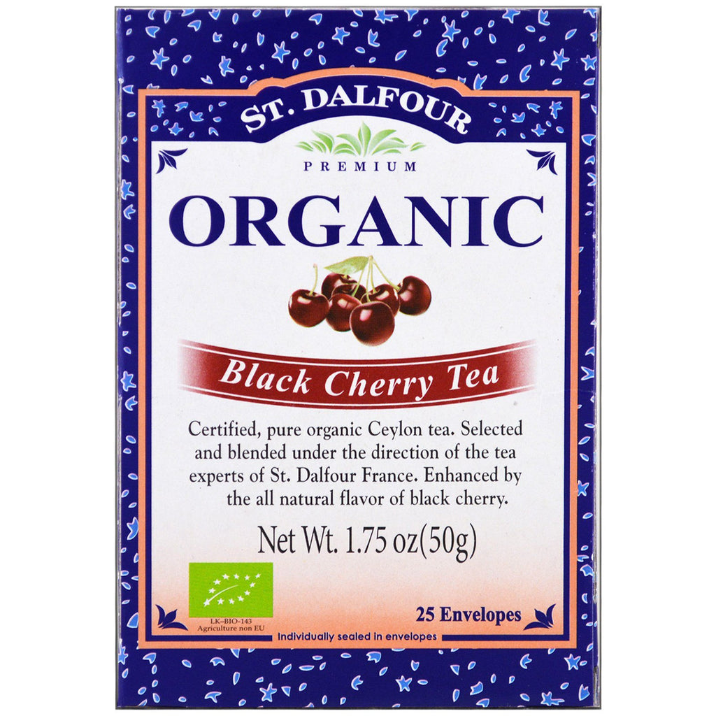 St. Dalfour, , Black Cherry Tea, 25 konvolutter, 1,75 oz (50 g)
