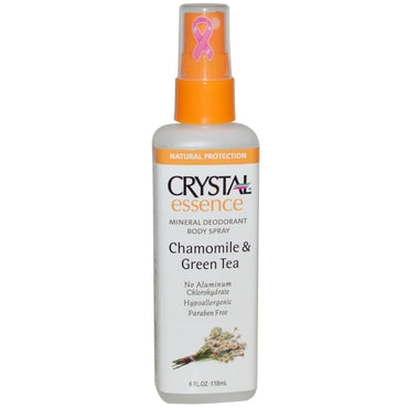 Crystal Body Deodorant, Crystal Essence, Desodorante Mineral em Spray Corporal, Camomila e Chá Verde, 4 fl oz (118 ml)