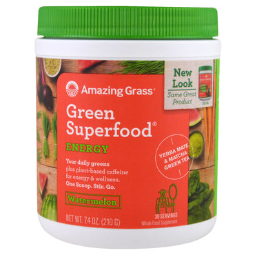 Fantastisk gress, grønn supermat, energi, vannmelon, 210 g (7,4 oz)