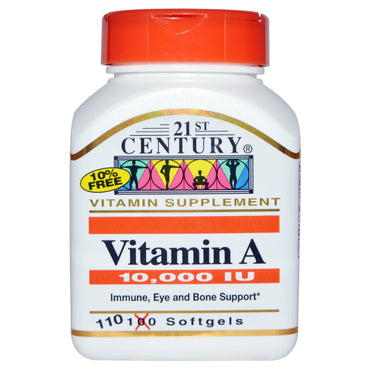 século 21, vitamina A, 10.000 UI, 110 cápsulas softgel