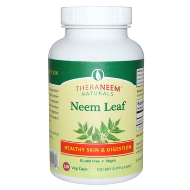 Organix South, TheraNeem Naturals, hoja de neem, piel y digestión saludables, 120 cápsulas vegetales
