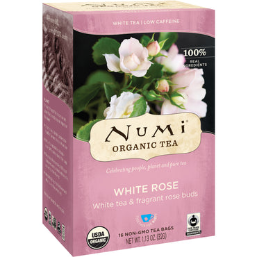 नुमी चाय, चाय, सफेद चाय, सफेद गुलाब, 16 टी बैग, 1.13 आउंस (32 ग्राम)