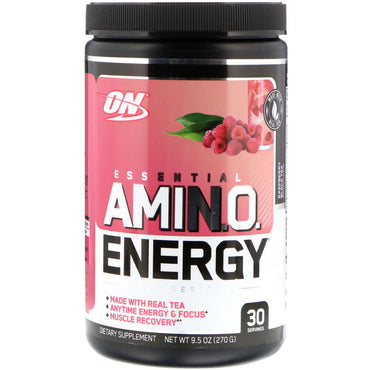 Optimum Nutrition, Essential Amino Energy, Té negro de frambuesa, 9,5 oz (270 g)