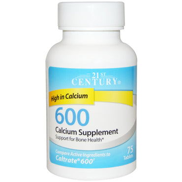 século 21, suplemento de cálcio 600, 75 comprimidos