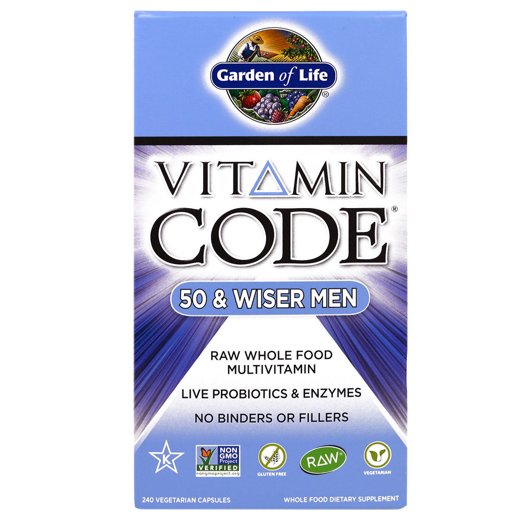 Garden of Life, Código de vitaminas, Hombres de 50 y más sabios, 240 cápsulas vegetarianas