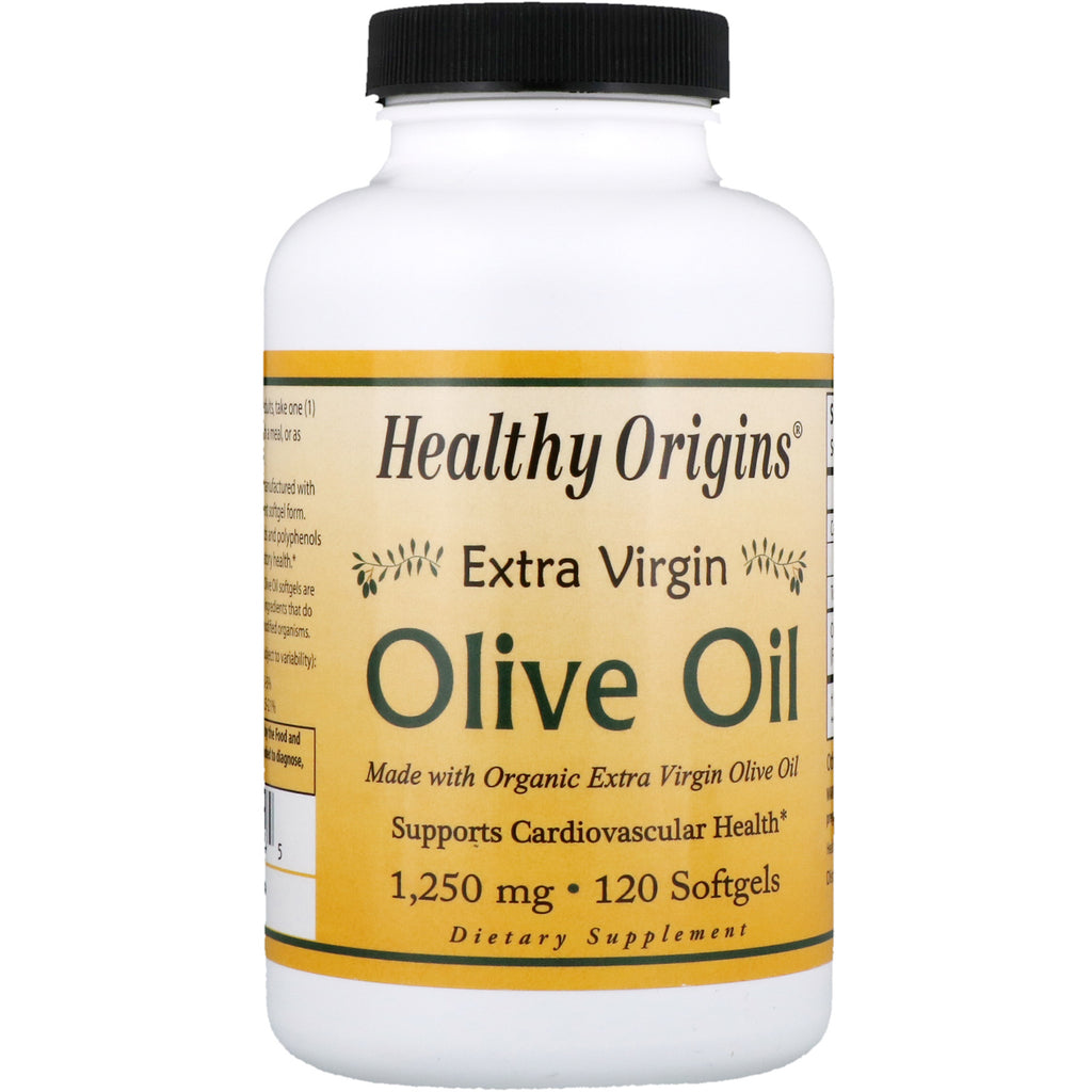 Healthy Origins, Huile d'olive extra vierge, 1 250 mg, 120 gélules