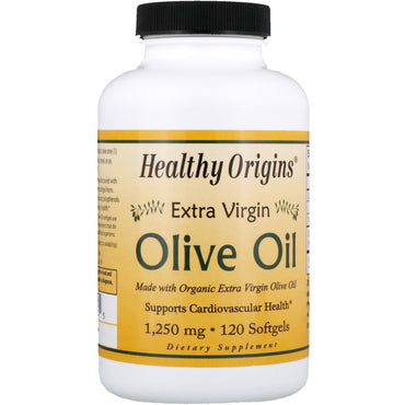 Healthy Origins, ulei de măsline extravirgin, 1.250 mg, 120 capsule moi