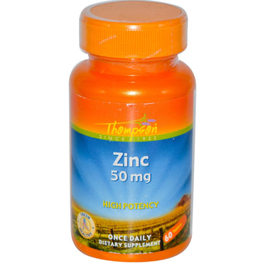 Thompson, Zinc, 50 mg, 60 tabletas