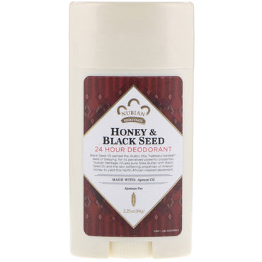 Nubian Heritage, 24 Hour Deodorant, Honey & Black Seed, 2.25 oz (64 g)