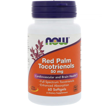 Now Foods, Tocotrienoles de palma roja, 50 mg, 60 cápsulas blandas