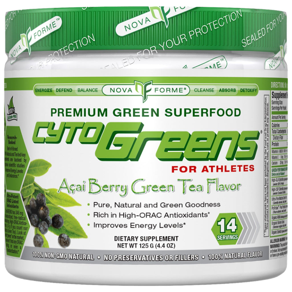 NovaForme, CytoGreens, High-ORAC Premium Green Superfood, Acai Berry Green Tea Flavor, 4,4 oz (125 g)