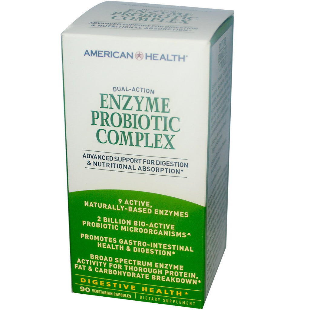 Amerikansk helse, enzymprobiotisk kompleks, 90 veggiekapsler