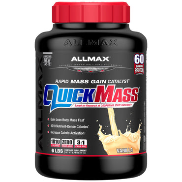 ALLMAX Nutrition, QuickMass, 체중 증가제, 빠른 질량 증가 촉매, 바닐라, 2.72kg(6lbs)
