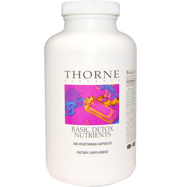 Recherche Thorne, nutriments détox de base, 360 capsules végétariennes
