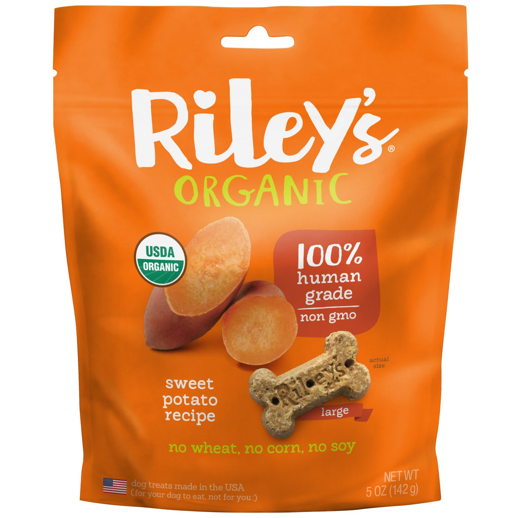 Riley'ss, Dulciuri pentru câini, oase mari, rețetă de cartofi dulci, 5 oz (142 g)