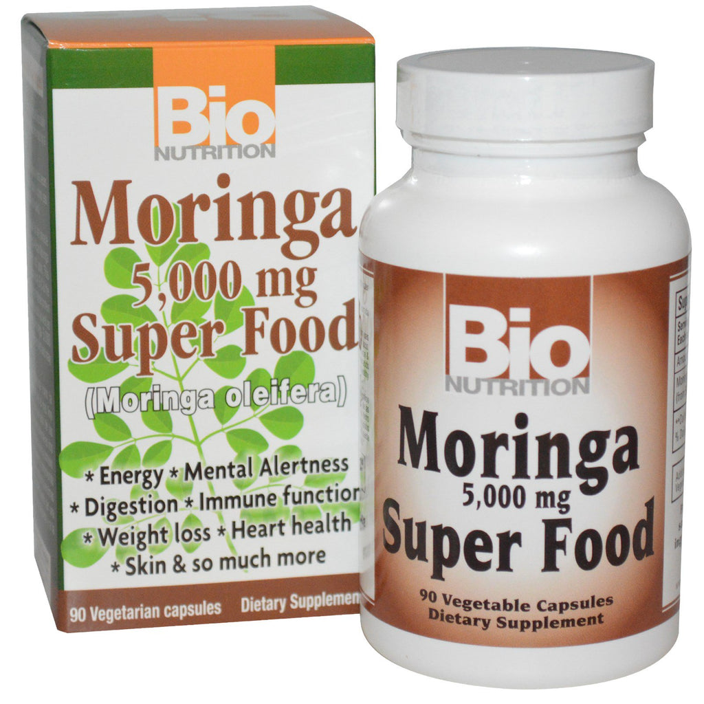 Bio Nutrition, モリンガ スーパー フード、5,000 mg、植物性カプセル 90 粒