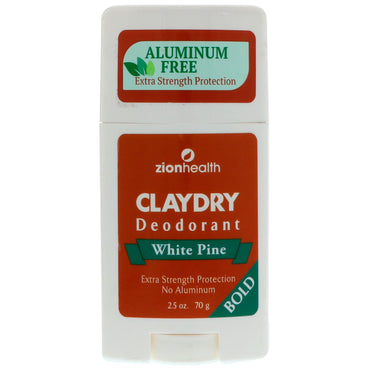 Zion Health, Clay Dry Deodorant, White Pine, Fed, 2,5 oz (70 g)