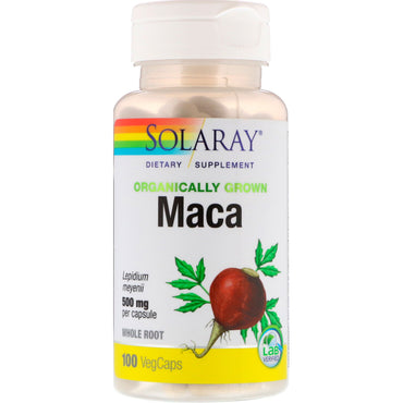 Solaray、同盟栽培マカ、500 mg、ベジカプセル 100 個