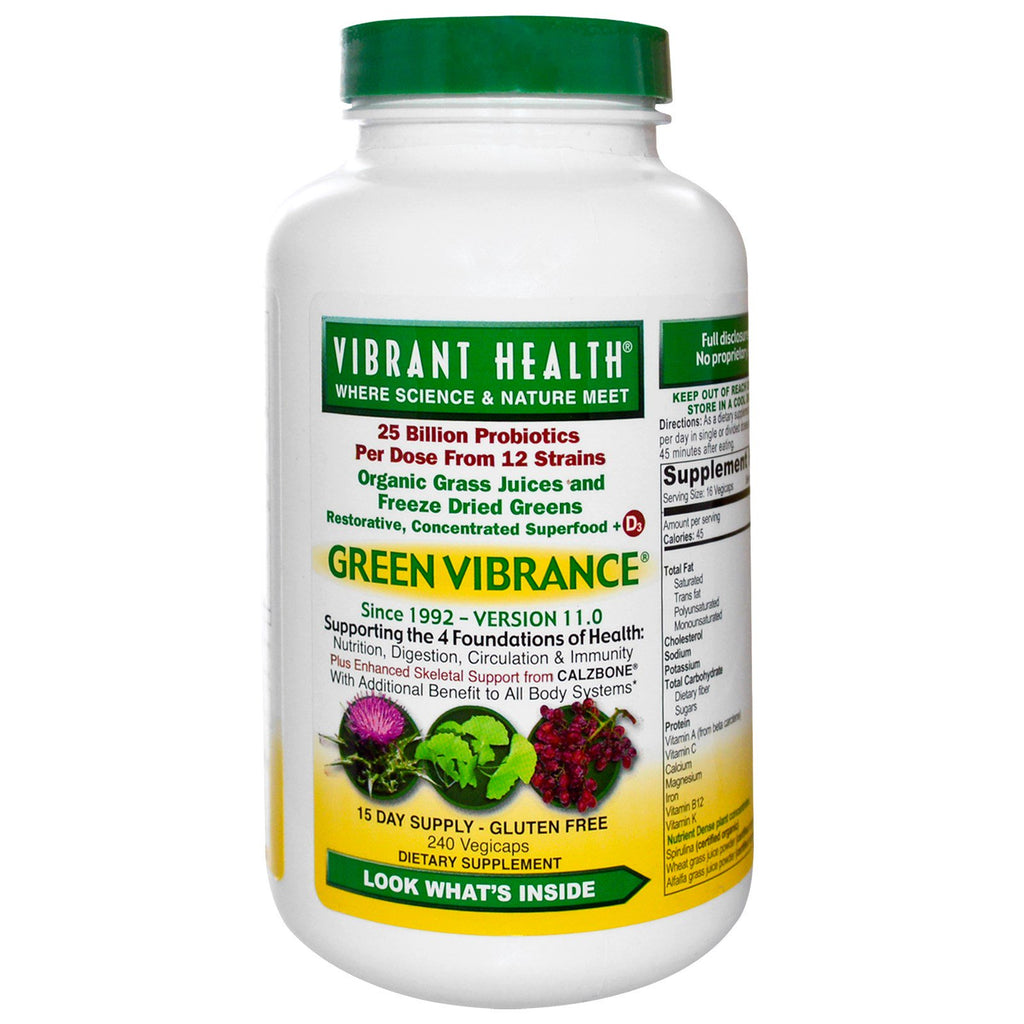 Vibrant Health, Green Vibrance, Version 17.0, 240 VegiCaps