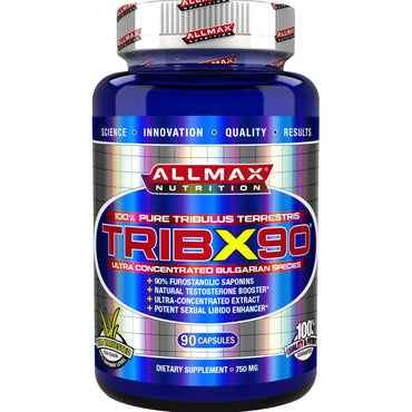 ALLMAX Nutrition, TribX90, 100% טהור Tribulus Terrestris 2X Potency, 750 מ"ג, 90 כמוסות