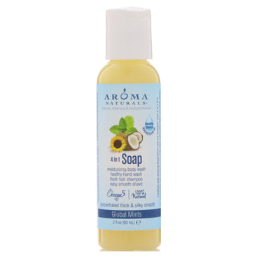 Aroma Naturals, 4-i-1 såpe, Global Mints, 2 fl oz (60 ml)