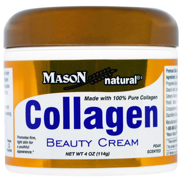Mason Natural, Crema de belleza de colágeno, aroma a pera, 4 oz (114 g)