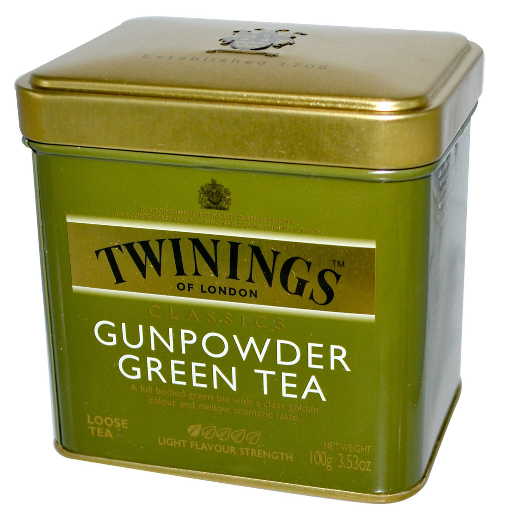 Twinings, كلاسيكيات، شاي البارود الأخضر السائب، 3.53 أونصة (100 جم)