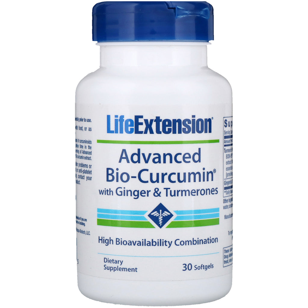 Life Extension, Biocurcumina avanzada, con jengibre y turmeronas, 30 cápsulas blandas