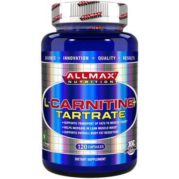 ALLMAX Nutrition, L-Carnitina + Tartarato + Vitamina B5, 735 mg, 120 Cápsulas