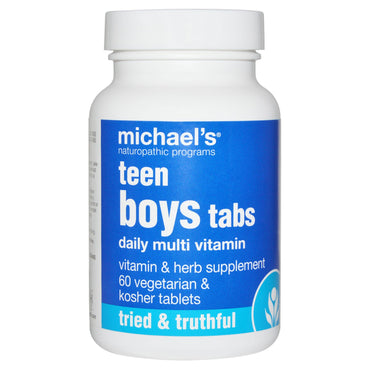 Michael's Naturopathic, Teen Boys Tabs, multivitamina diaria, 60 tabletas