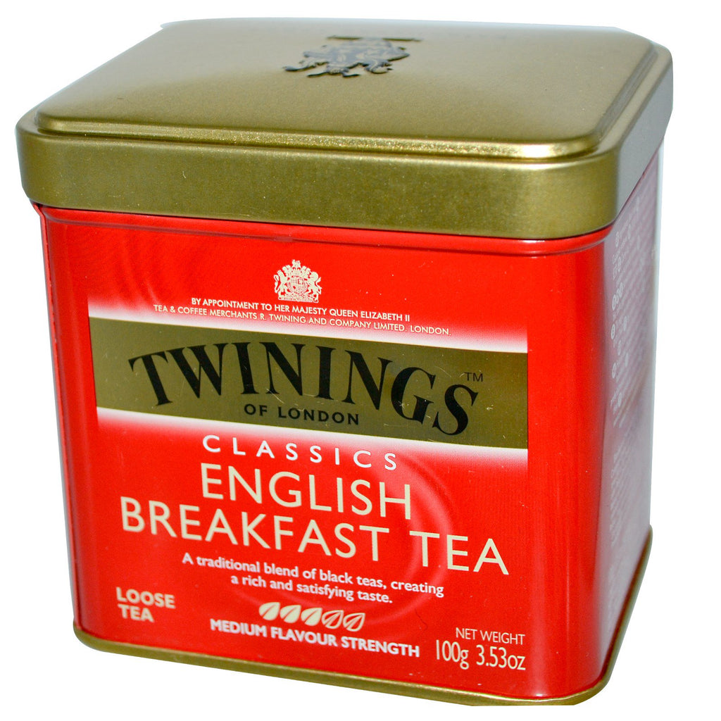 Twinings, Classics, engelsk frukost löst te, 3,53 oz (100 g)