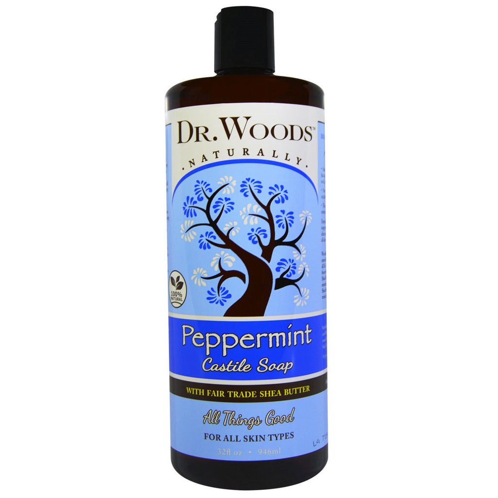 Dr. Woods, Peppermint Castile Soap, Fair Trade Shea Butter, 32 fl oz (946 ml)