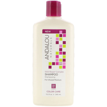 Andalou Naturals, șampon, îngrijire a culorii, pentru umiditate infuzată, complex 1000 de trandafiri, 11,5 fl oz (340 ml)