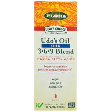 Flora, Udo's Choice, Mistura de Óleo DHA 3·6·9 de Udo, 500 ml (17 fl oz)