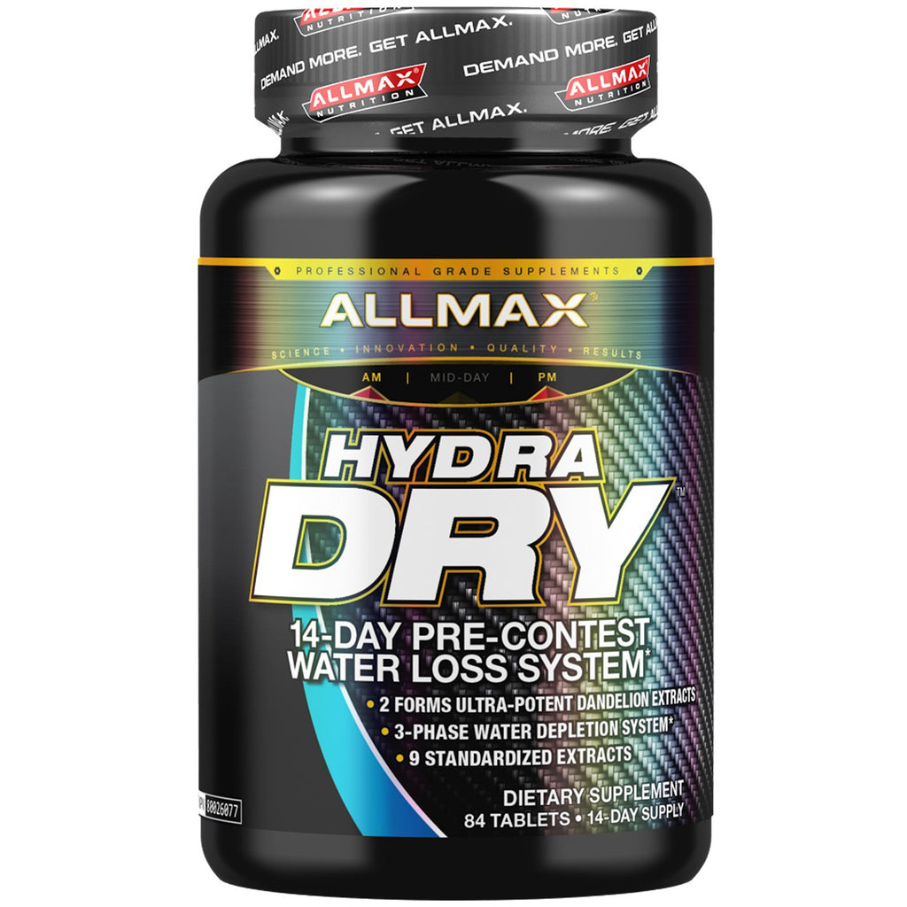 Allmax nutrition, hydradry, ultrakrachtig diureticum + elektrolytenstabilisator, 84 tabletten