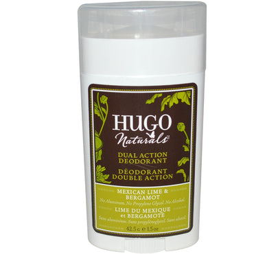 Hugo Naturals, Desodorante de Dupla Ação, Limão Mexicano e Bergamota, 42,5 g (1,5 oz)