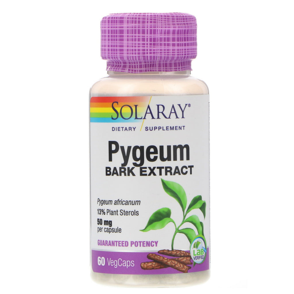 Solaray, extracto de corteza de Pygeum, 50 mg, 60 cápsulas vegetales