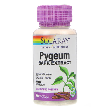 Solaray, extracto de corteza de Pygeum, 50 mg, 60 cápsulas vegetales