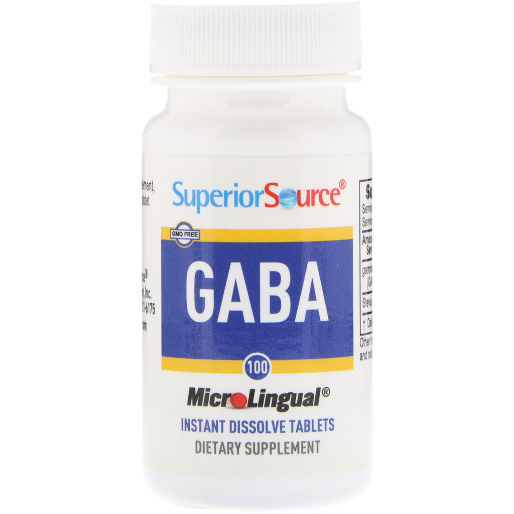 מקור מעולה, GABA, 100 מ"ג, 100 טבליות MicroLingual Dissolve Instant