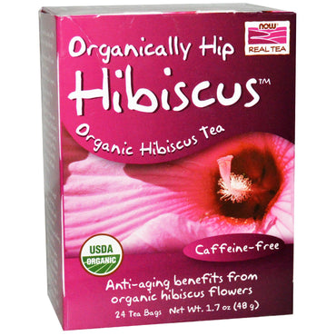 Now Foods,  Real Tea, ally Hip Hibiscus, Caffeine-Free, 24 Tea Bags, 1.7 oz (48 g)