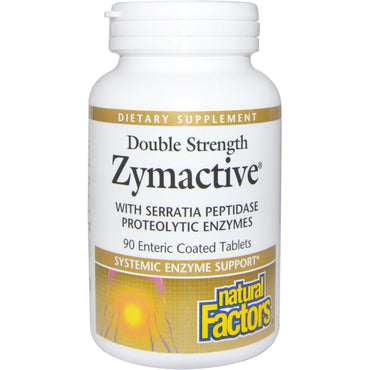 Factores naturales, zymactive, doble potencia, 90 comprimidos con recubrimiento entérico