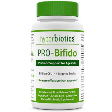 Hyperbiotics, PRO-Bifido, soporte probiótico para mayores de 50 años, 60 tabletas de liberación prolongada
