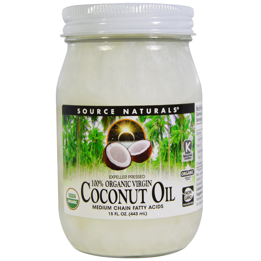 Source Naturals, 100% Virgin, Olej kokosowy, 15 uncji. (443 ml)