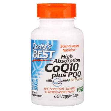 Doctor's Best, CoQ10 de alta absorción más PQQ, 60 cápsulas vegetales