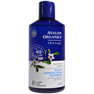 Avalon s, șampon pentru normalizarea scalpului, terapia cu mentă din arbore de ceai, 14 fl oz (414 ml)