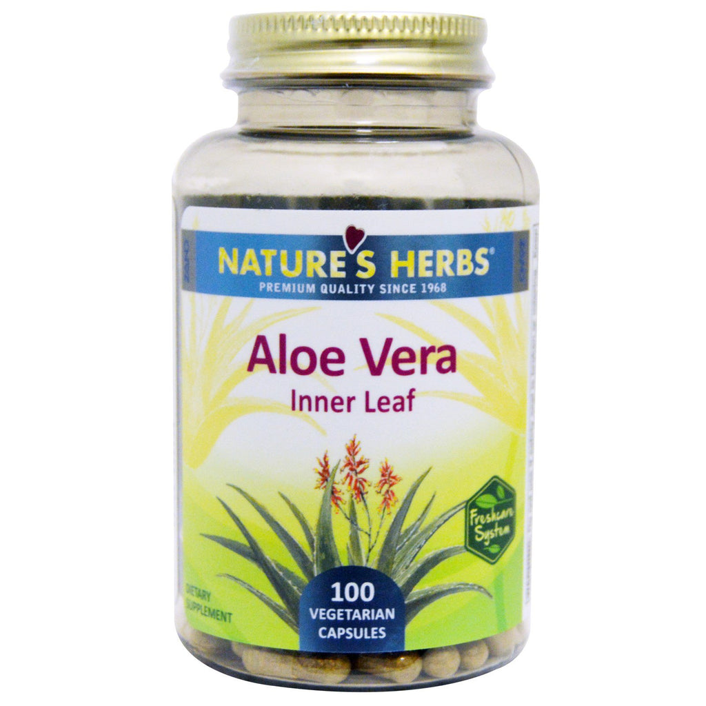 Nature's Herbs, 알로에 베라, 내부 잎, 100 식물성 캡슐