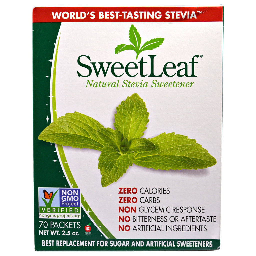 Wisdom natural, sweetleaf, natuurlijke stevia-zoetstof, 70 pakjes